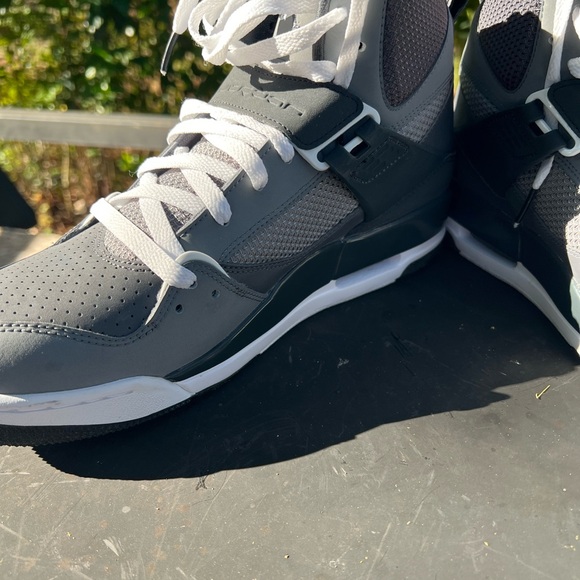 Gray and White High-Top Sneakers - Picture 6 of 10